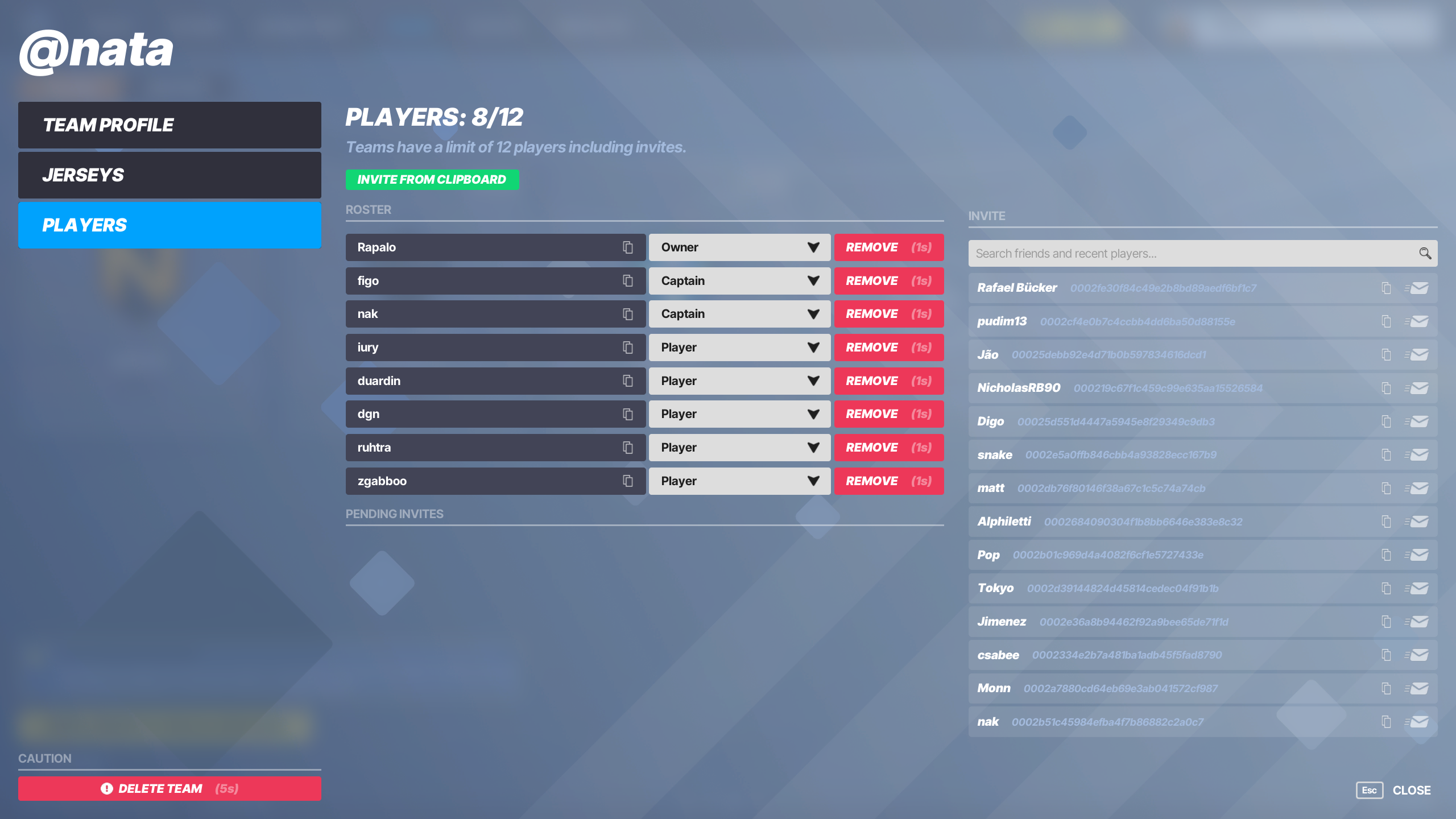 Player owned team in-game presentation